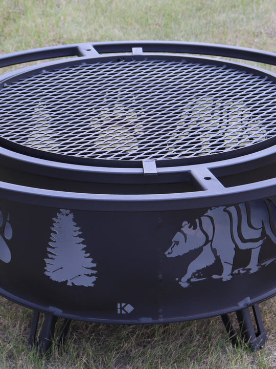 Metal Fire Pit with Base & Grill